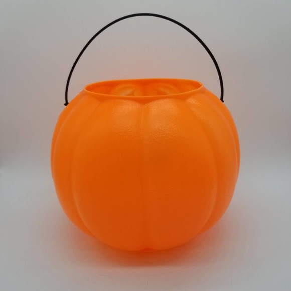 Vintage Halloween Jack o Lantern Pumpkin General Form Plastics Wrinkled Face 80s - Picture 4 of 8